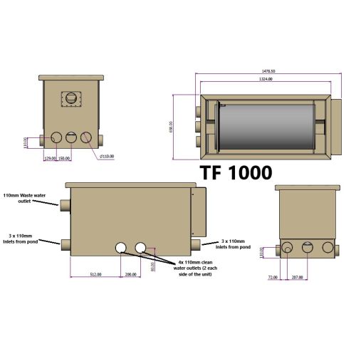 Burtons TF-1000 Pond Drum Through-Flow Filter