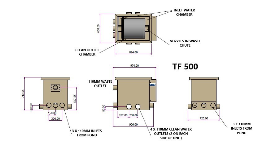 Burtons TF-500 Pond Drum Through-Flow Filter